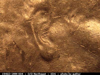 Die-stage A marker on 1946D•1MM•004 (1946 Repunched Mint Mark).