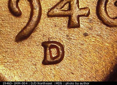 1946 Lincoln cent obverse, CopperCoins die 1946D•1MM•004.