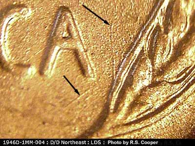 Die-stage C marker on 1946D•1MM•004 (1946 Repunched Mint Mark).