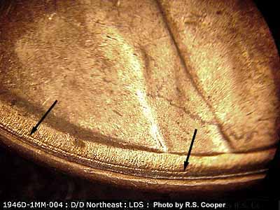 Die-stage C marker on 1946D•1MM•004 (1946 Repunched Mint Mark).