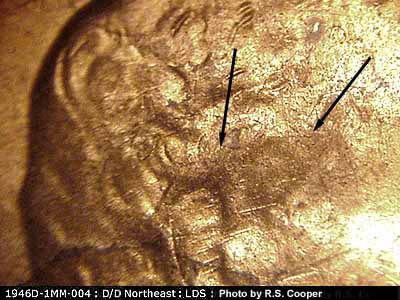 Die-stage C marker on 1946D•1MM•004 (1946 Repunched Mint Mark).