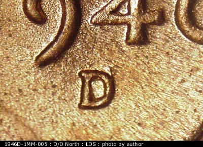 Die-stage C marker on 1946D•1MM•005 (1946 Repunched Mint Mark).