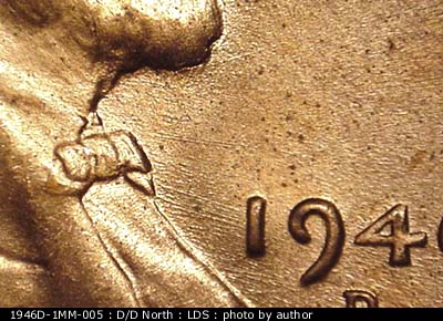 Die-stage C marker on 1946D•1MM•005 (1946 Repunched Mint Mark).