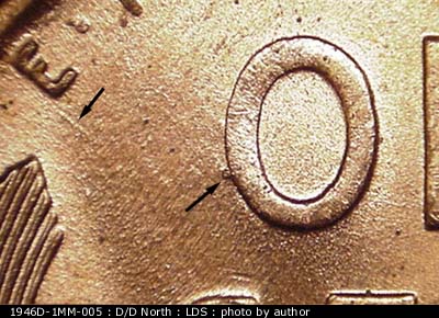 Die-stage C marker on 1946D•1MM•005 (1946 Repunched Mint Mark).