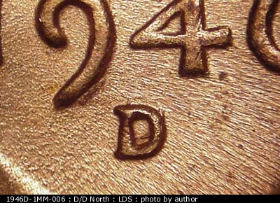 Die-stage C marker on 1946D•1MM•006 (1946 Repunched Mint Mark).