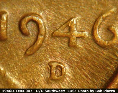 Die-stage C marker on 1946D•1MM•007 (1946 Repunched Mint Mark).