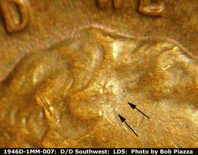 Die-stage C marker on 1946D•1MM•007 (1946 Repunched Mint Mark).