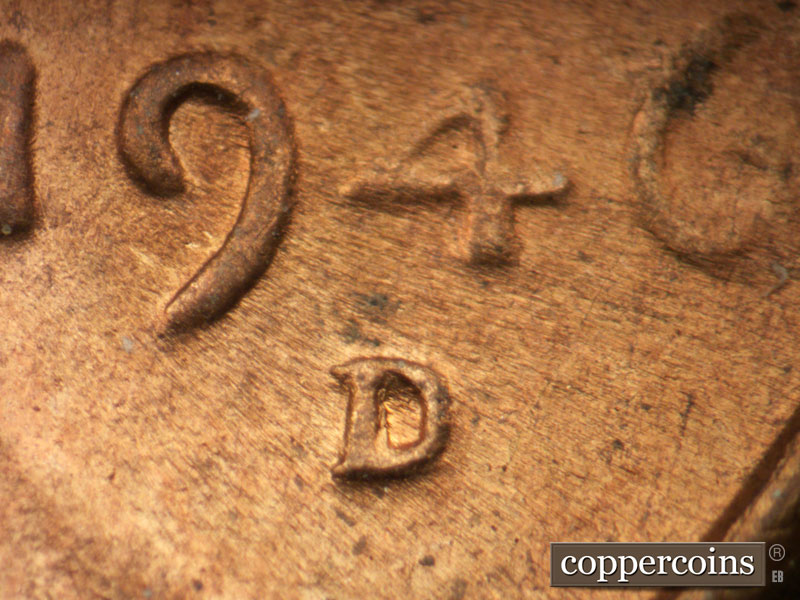 1946 Lincoln cent obverse, CopperCoins die 1946D•1MM•011.
