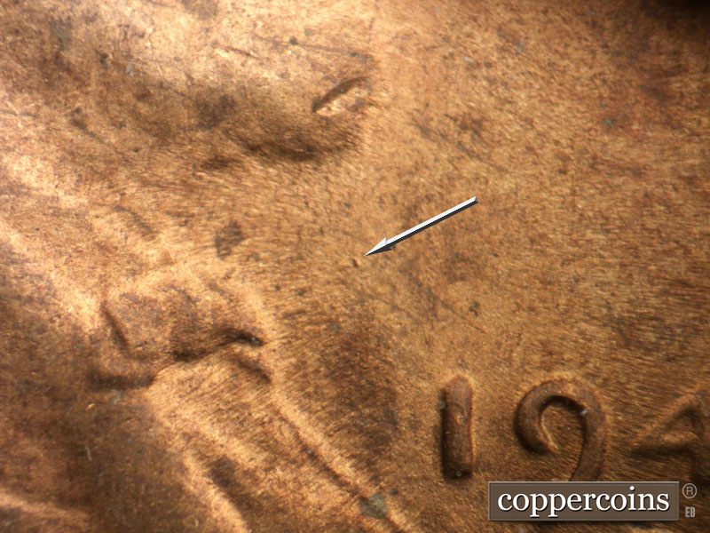 Die-stage B marker on 1946D•1MM•011 (1946 Repunched Mint Mark).