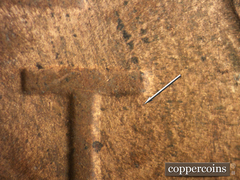 Die-stage B marker on 1946D•1MM•011 (1946 Repunched Mint Mark).