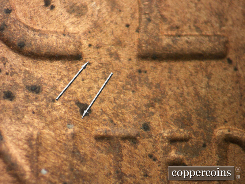 Die-stage B marker on 1946D•1MM•011 (1946 Repunched Mint Mark).