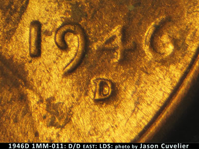Die-stage C marker on 1946D•1MM•011 (1946 Repunched Mint Mark).
