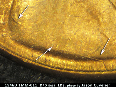 Die-stage C marker on 1946D•1MM•011 (1946 Repunched Mint Mark).