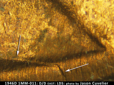 Die-stage C marker on 1946D•1MM•011 (1946 Repunched Mint Mark).