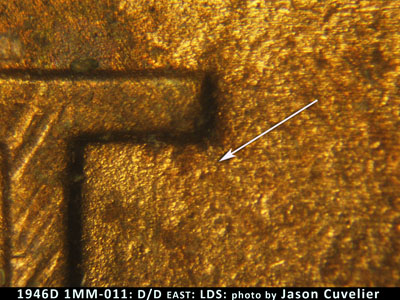 Die-stage C marker on 1946D•1MM•011 (1946 Repunched Mint Mark).