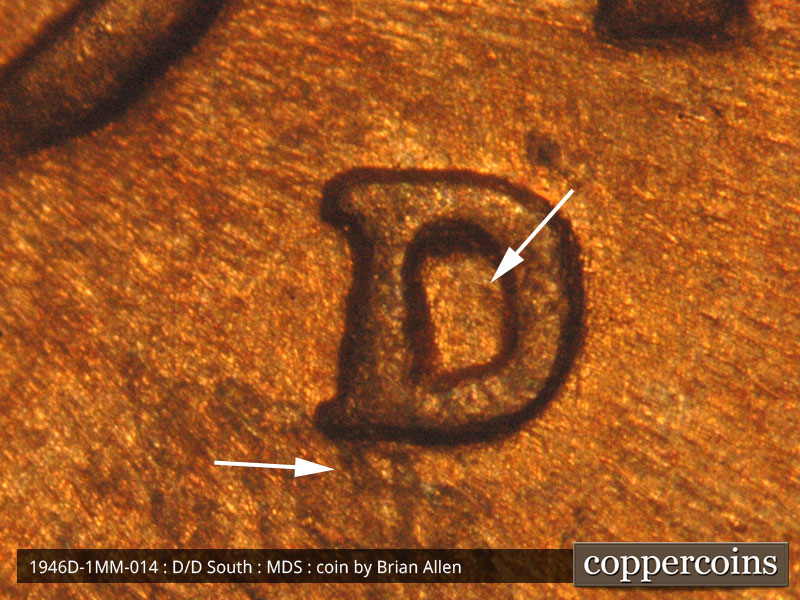 1946 Lincoln cent obverse, CopperCoins die 1946D•1MM•014.
