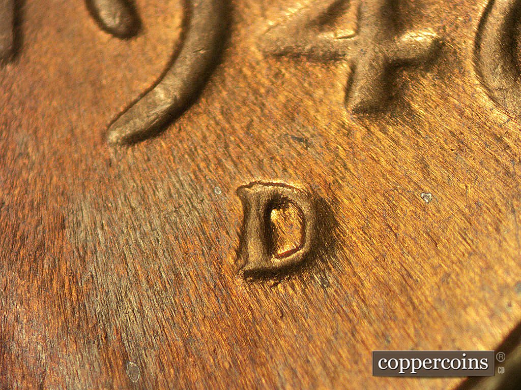Die-stage C marker on 1946D•1MM•017 showing Closeup of repunched mintmark.