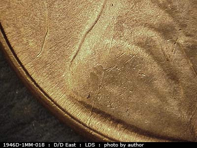 Die-stage C marker on 1946D•1MM•018 (1946 Repunched Mint Mark).