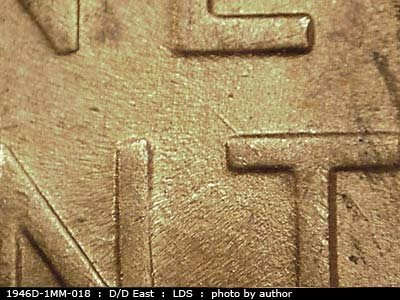 Die-stage C marker on 1946D•1MM•018 (1946 Repunched Mint Mark).