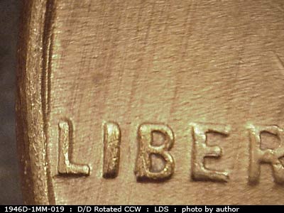 Die-stage C marker on 1946D•1MM•019 (1946 Repunched Mint Mark).