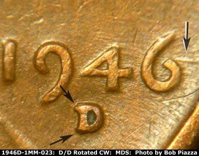 1946 Lincoln cent obverse, CopperCoins die 1946D•1MM•023.