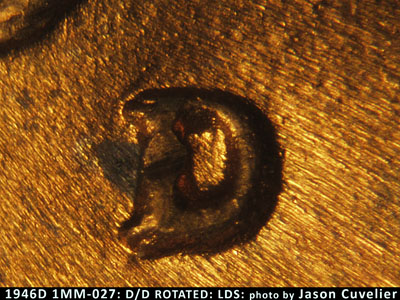 Die-stage C marker on 1946D•1MM•027 (1946 Repunched Mint Mark).