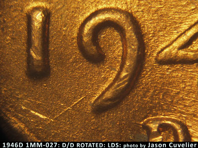 Die-stage C marker on 1946D•1MM•027 (1946 Repunched Mint Mark).