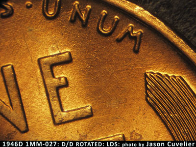 Die-stage C marker on 1946D•1MM•027 (1946 Repunched Mint Mark).