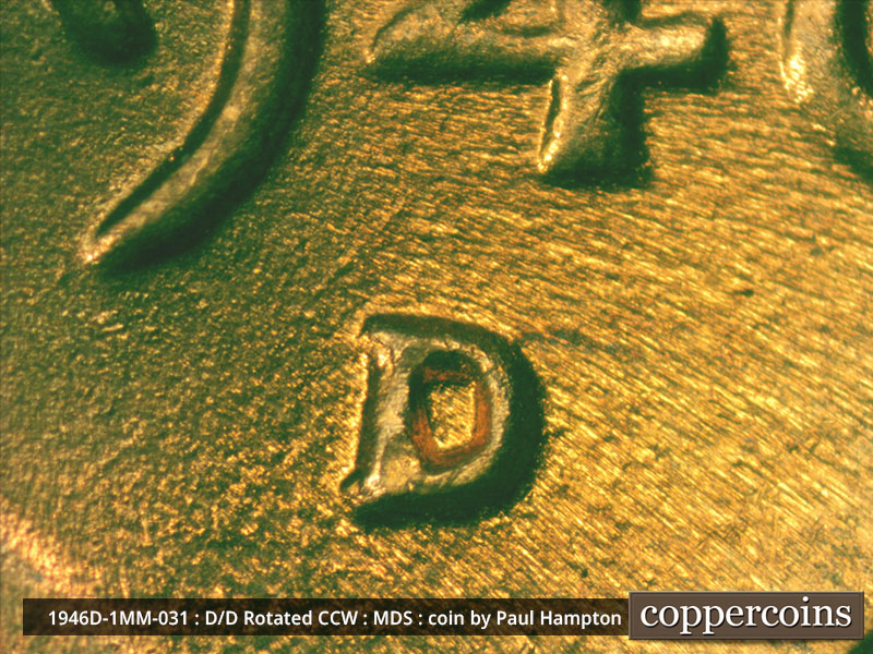 1946 Lincoln cent obverse, CopperCoins die 1946D•1MM•031.