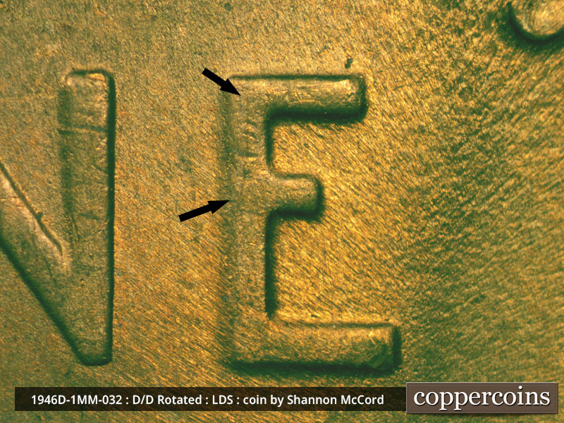 Die-stage C marker on 1946D•1MM•032 (1946 Repunched Mint Mark).