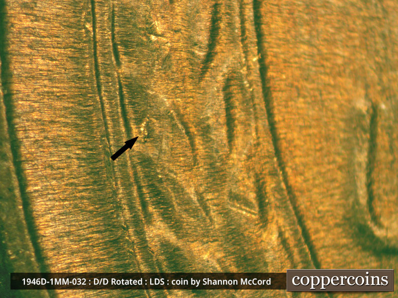Die-stage C marker on 1946D•1MM•032 (1946 Repunched Mint Mark).