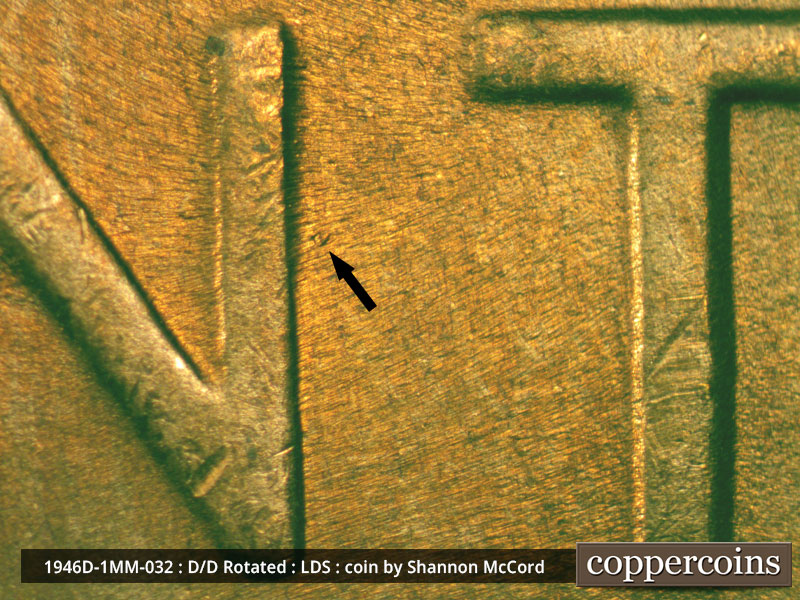 Die-stage C marker on 1946D•1MM•032 (1946 Repunched Mint Mark).