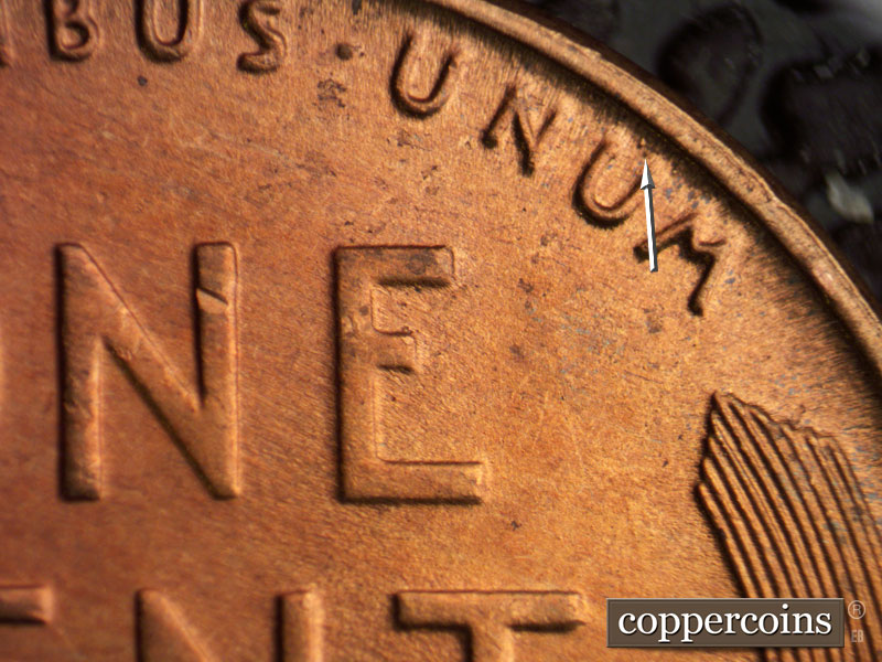 Die-stage B marker on 1946D•1MM•034 (1946 Repunched Mint Mark).