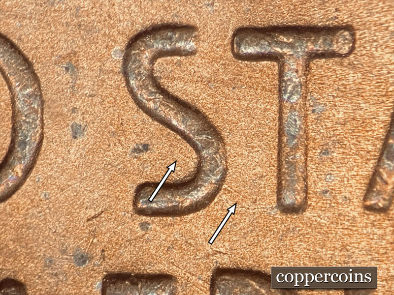 Die-stage B marker on 1946D•1MM•038 (1946 Repunched Mint Mark).