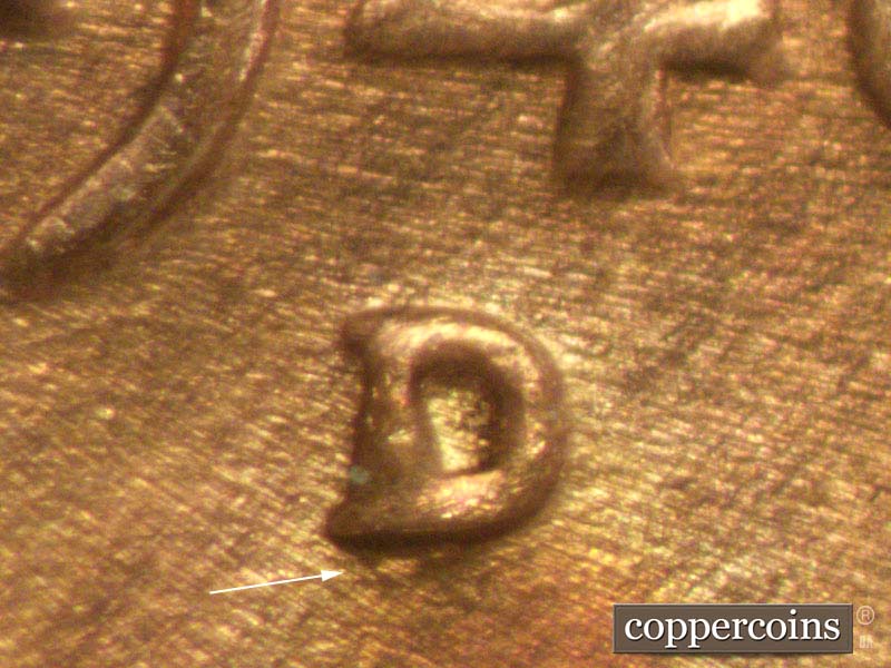 Die-stage C marker on 1946D•1MM•040 (1946 Repunched Mint Mark).