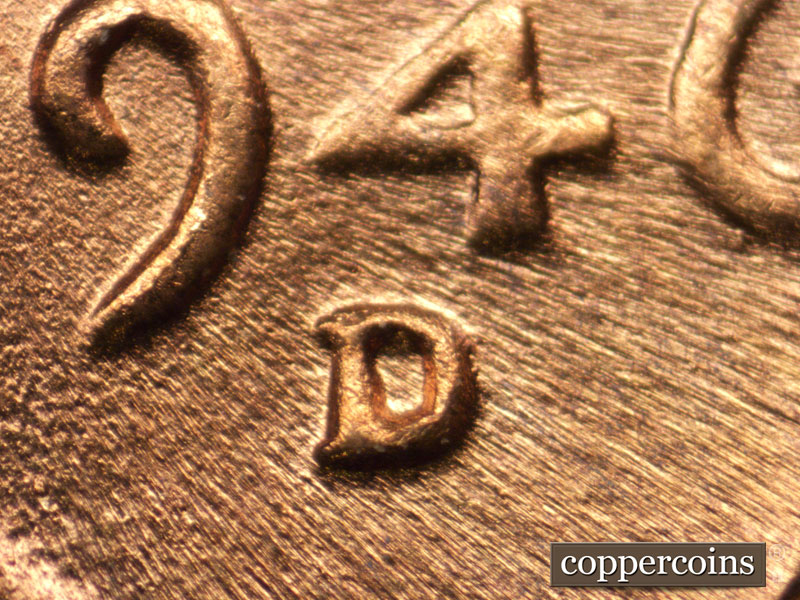 1946 Lincoln cent obverse, CopperCoins die 1946D•1MM•043.