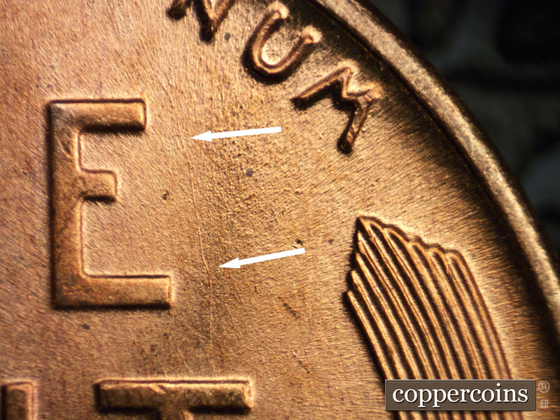 Die-stage B marker on 1946D•1MM•044 (1946 Repunched Mint Mark).