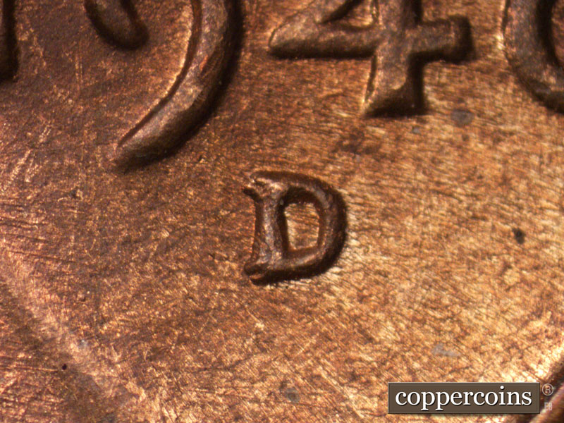 1946 Lincoln cent obverse, CopperCoins die 1946D•1MM•046.