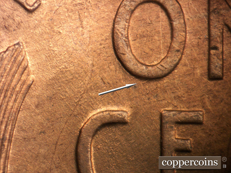 Die-stage A marker on 1946D•1MM•047 (1946 Repunched Mint Mark).