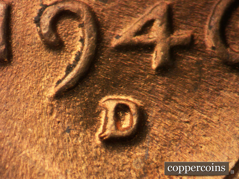 1946 Lincoln cent obverse, CopperCoins die 1946D•1MM•047.