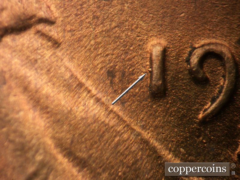 Die-stage B marker on 1946D•1MM•047 (1946 Repunched Mint Mark).