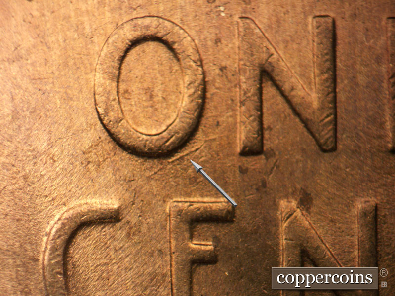 Die-stage B marker on 1946D•1MM•047 (1946 Repunched Mint Mark).