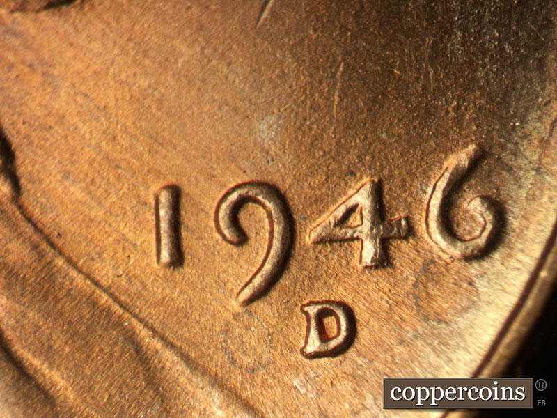 Die-stage B marker on 1946D•1MM•048 (1946 Repunched Mint Mark).