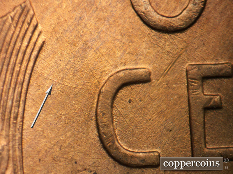 Die-stage B marker on 1946D•1MM•048 (1946 Repunched Mint Mark).
