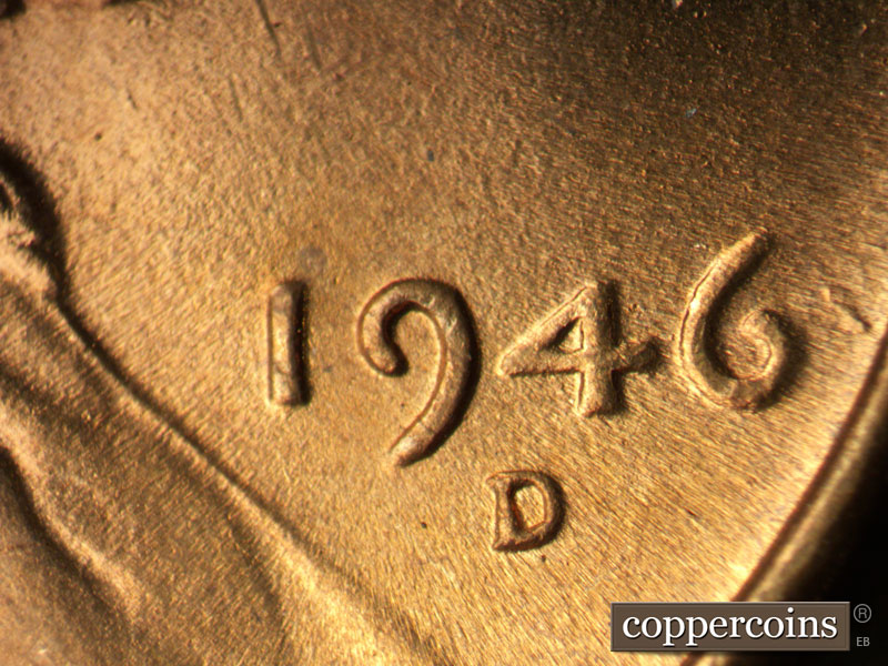 Die-stage B marker on 1946D•1MM•051 (1946 Repunched Mint Mark).