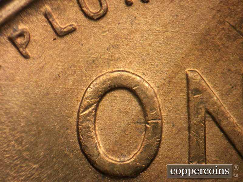 Die-stage B marker on 1946D•1MM•051 (1946 Repunched Mint Mark).
