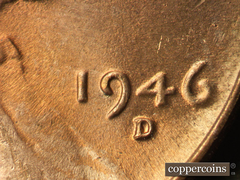 Die-stage B marker on 1946D•1MM•052 (1946 Repunched Mint Mark).