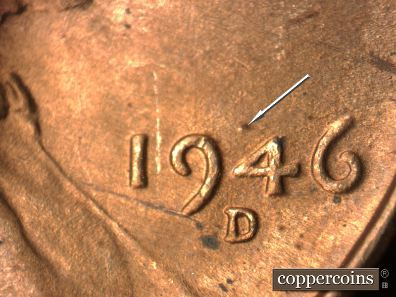 Die-stage C marker on 1946D•1MM•054 (1946 Repunched Mint Mark).