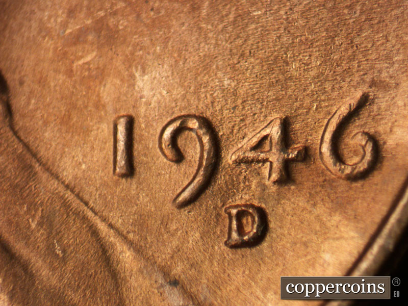 Die-stage B marker on 1946D•1MM•055 (1946 Repunched Mint Mark).
