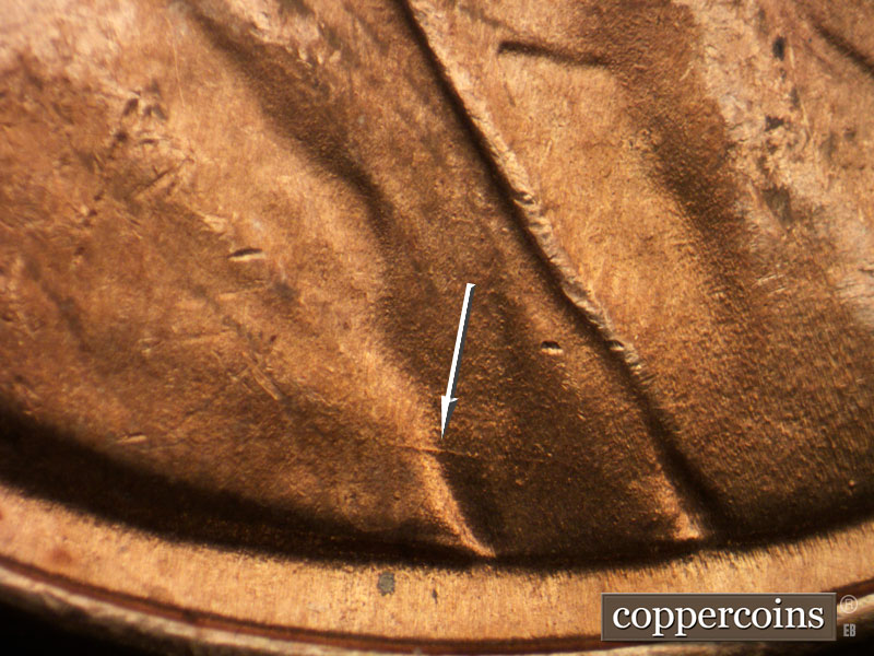Die-stage B marker on 1946D•1MM•055 (1946 Repunched Mint Mark).